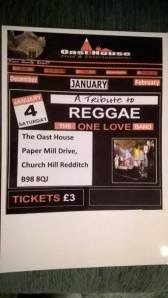 The One Love Band back again with Mr J Fenton guesting on vocals.